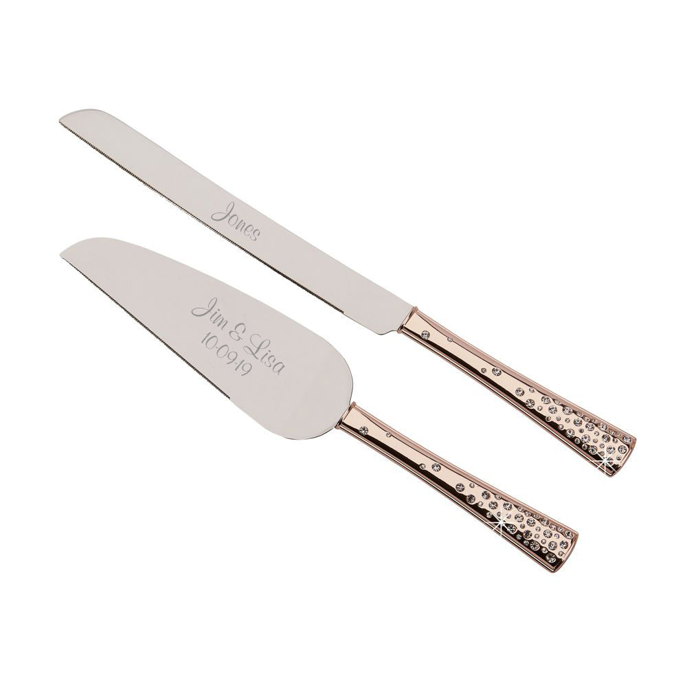 Set of 2 Galaxy Rose Gold Knife and Server Set