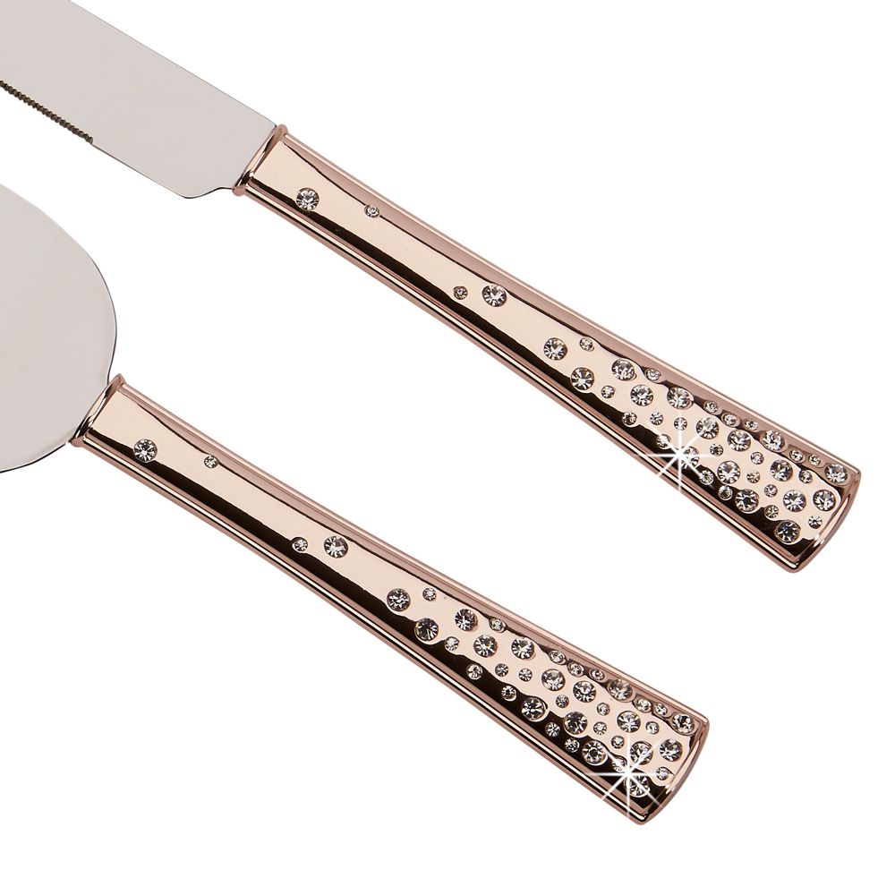 Set of 2 Galaxy Rose Gold Knife and Server Set