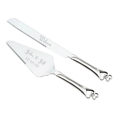 Double Heart Cake Knife and Server Set