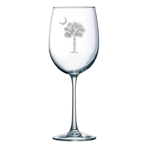 South Carolina Palmetto Tree and Crescent Moon 19 oz. Wine Glass